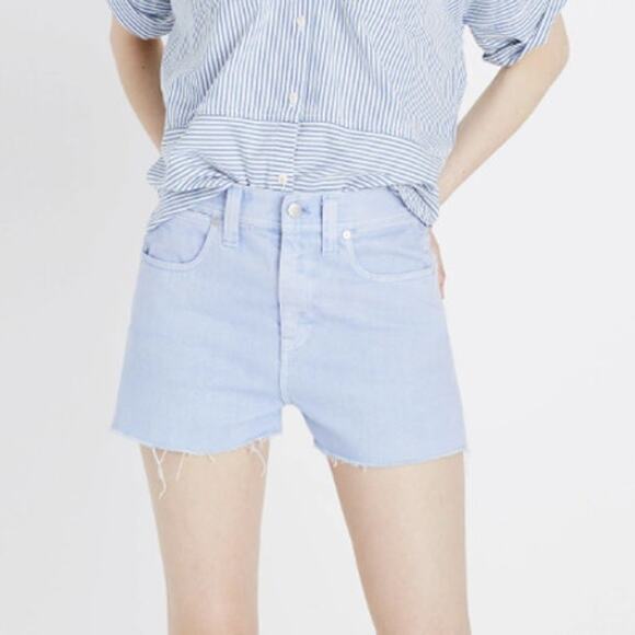 Madewell x Where I Was From Cutoff Jean Shorts Light Blue Heart Patch - Size 26 - Picture 7 of 10